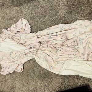 Floral Pink and White Wrap Dress